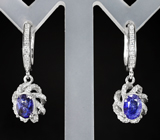 Элегантные серебряные серьги с насыщенно-синими сапфирами Серебро 925