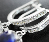 Элегантные серебряные серьги с насыщенно-синими сапфирами