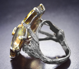 Серебряное кольцо с лимонными цитринами авторской огранки, перидотами и диопсидами Серебро 925