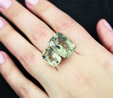 Серебряное кольцо с зелеными аметистами 21 карат