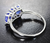 Прелестное серебряное кольцо с насыщенными танзанитами Серебро 925