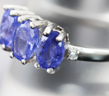 Прелестное серебряное кольцо с насыщенными танзанитами Серебро 925