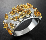 Замечательное серебряное кольцо с цитринами