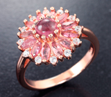 Чудесное серебряное кольцо с розовыми турмалинами Серебро 925