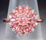 Чудесное серебряное кольцо с розовыми турмалинами