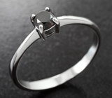 Серебряное кольцо с черным бриллиантом 0,25 карата Серебро 925