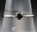 Серебряное кольцо с черным бриллиантом 0,25 карата Серебро 925