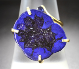 Кольцо с азуритом 13,13 карата и синими сапфирами  Золото