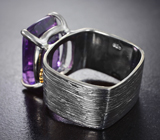 Серебряное кольцо с аметистом лазерной огранки 5,93 карата и цаворитами Серебро 925