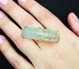 Золотое кольцо с крупным ограненным кристалом аквамарина 41,46 карата Золото