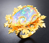 Фантастическое золотое кольцо с кристаллическим эфиопским опалом 25,97 карата и бриллиантами Золото