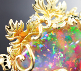 Фантастическое золотое кольцо с кристаллическим эфиопским опалом 25,97 карата и бриллиантами Золото