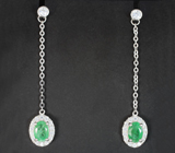 Изящный серебряный комплект с изумрудами Серебро 925