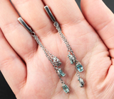 Оригинальные серебряные серьги с апатитами Серебро 925