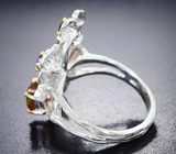 Серебряное кольцо с ограненными эфиопскими опалами и альмандинами гранатами