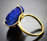 Золотое кольцо с крупной яркой друзой азурита 15,53 карата и бриллиантом Золото