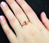 Золотое кольцо с редкой «неоновой» ярко-розовой шпинелью