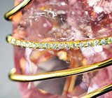 Коктейльное золотое кольцо с огромным ярким морганитом 46,39 карата и бриллиантами