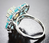 Шикарное серебряное кольцо с кристаллическим эфиопским опалом и апатитами