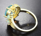 Роскошное серебряное кольцо с голубым топазом и кристаллическими эфиопскими опалами Серебро 925