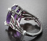 Серебряное кольцо с аметистом и родолитами