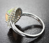 Серебряное кольцо с эфиопским опалом и желтыми сапфирами бриллиантовой огранки Серебро 925