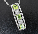 Стильный серебряный комплект с перидотами + цепочка Серебро 925