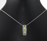 Стильный серебряный комплект с перидотами + цепочка Серебро 925