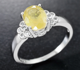 Чудесное серебряное кольцо с редким желтым сапфиром Серебро 925