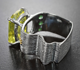 Серебряное кольцо с лимонным цитрином 11,23 карата и цаворитами Серебро 925