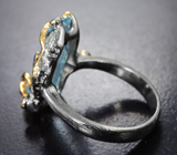 Серебряное кольцо с аквамарином 5,08 карата и синими сапфирами