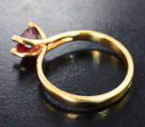 Золотое кольцо с яркой огненно-оранжевой шпинелью 1,15 карата и бриллиантами Золото