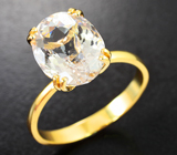 Золотое кольцо с крупным пастельно-розовым морганитом 4,52 карата Золото