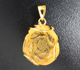 Массивный золотой кулон с насыщенным резным цитрином 32,71 карата