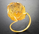 Золотое кольцо с ярким насыщенным резным цитрином 20,03 карата Золото