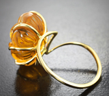 Золотое кольцо с ярким насыщенным резным цитрином 20,03 карата