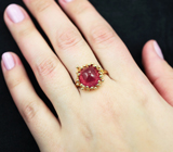Золотое кольцо с редкой формы рубином 7,8 карата Золото
