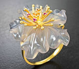 Золотое кольцо с розовым кварцем 16,02 карата и рубинами Золото