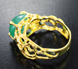 Золотое кольцо с ярким уральским изумрудом высокой чистоты 4,49 карата и бриллиантами