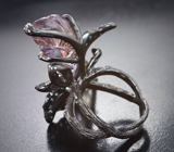 Серебряное кольцо с резными аметринами и голубыми топазами