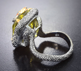 Серебряное кольцо с лимонным цитрином 14,76 карата и сапфирами