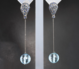 Серебряные серьги с бриолетами топазов 12,6 карата и синими сапфирами Серебро 925