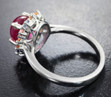 Яркое серебряное кольцо с рубином и разноцветными сапфирами Серебро 925
