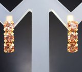 Золотые серьги с яркими андалузитами бриллиантовой огранки 2,01 карата Золото
