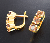 Золотые серьги с яркими андалузитами бриллиантовой огранки 2,01 карата