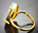 Классическое золотое кольцо с крупным ярким ограненным эфиопским опалом 3,89 карата и бриллиантами Золото