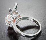 Оригинальное серебряное кольцо с перуанским розовым опалом Серебро 925