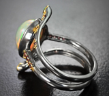 Серебряное кольцо с кристаллическим эфиопским опалом 4,6 карата, цаворитами и сапфирами Серебро 925