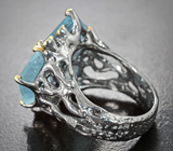 Серебряное кольцо с аквамаринами 12,5 карата, топазом, желтым и синими сапфирами Серебро 925
