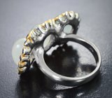Серебряное кольцо с лунным камнем 13,45 карата и синими сапфирами
